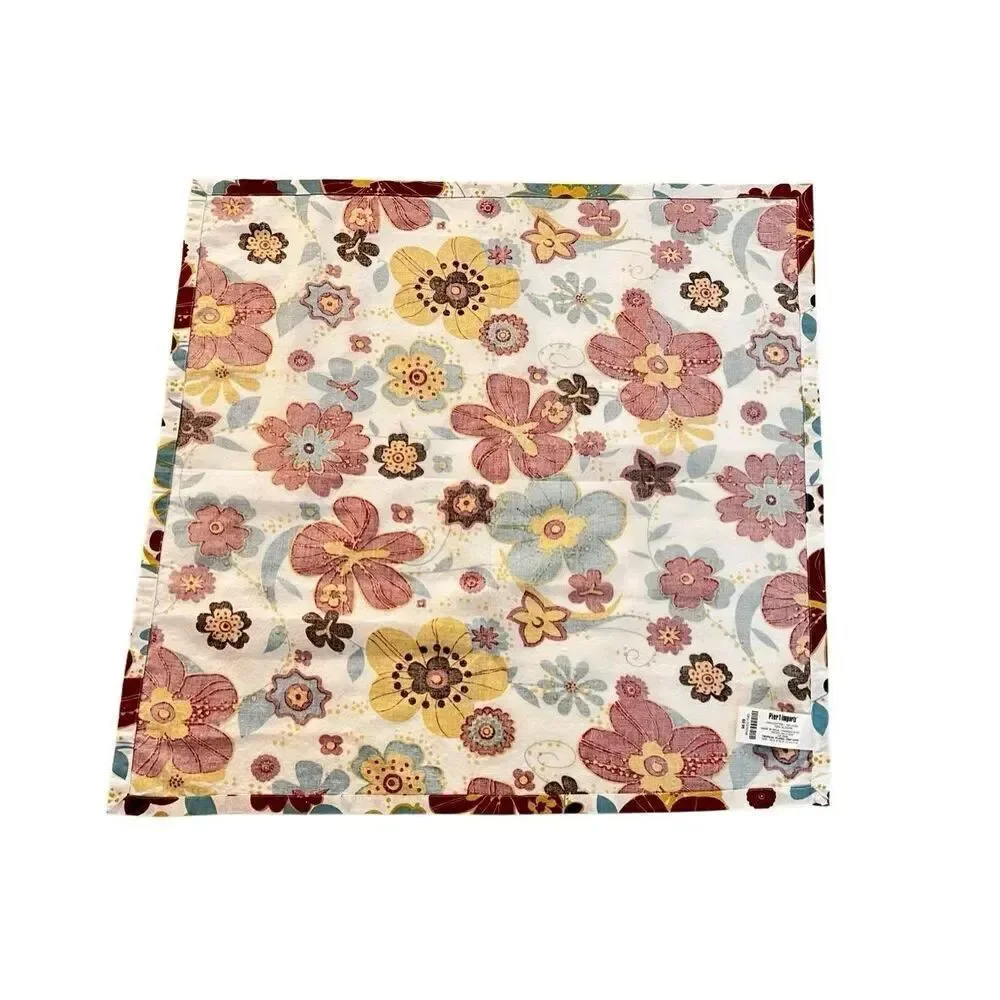 Pier 1 Imports 100% Cotton Napkins Tropical Floral Print Colorful Set of 4 NWT